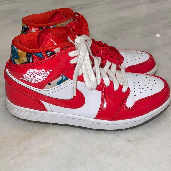 Nike Shoes - Air Jordan 1 Mid 'Barcelona Sweater' Red Sneaker, Size 7